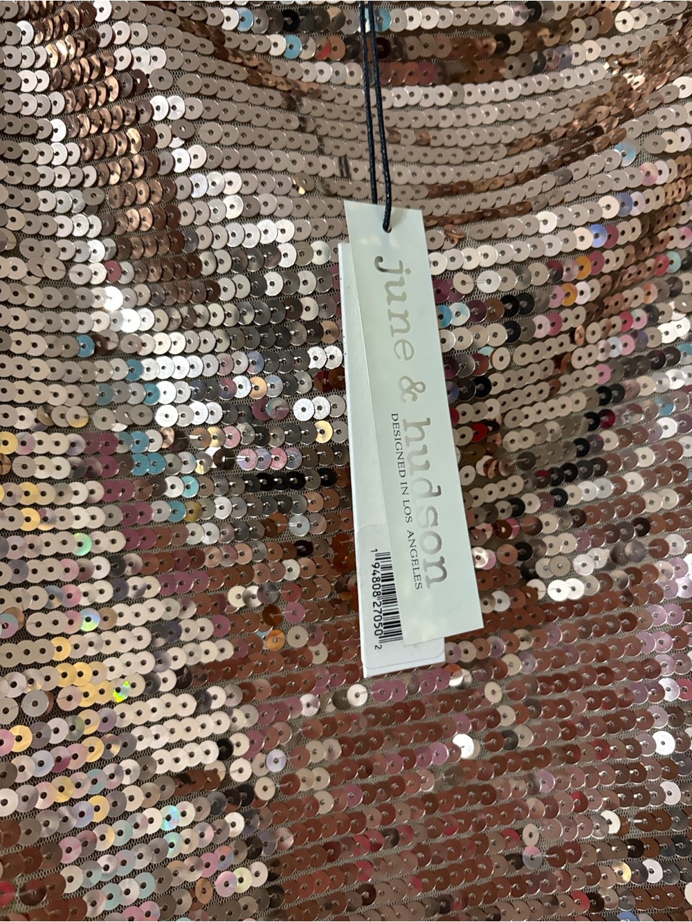june & hudson Spaghetti Strap GoldSequin Mini Dress - Picture 7 of 7